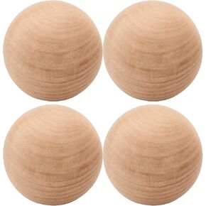 SEUNMUK 4 Pieces 3 Inch Wooden Round Balls, Unfinished Natural Wood, Replacement for Glass Wine Decanters and Top, DIY Decorative Wood Crafting Hardwood Balls