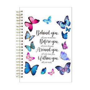 Inspirational Quotes Butterfly Decor Spiral Notebook Journal,Softcover with Removable Dividers Wire Bound Hardcover 160 Pages/80 Sheets Each, A5(8.4"x 6.4") for Students Office Business Diary Book