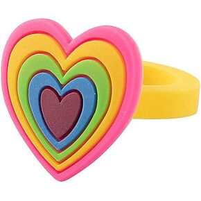 Fun Express Bright Rainbow Heart Rings - 12 Pieces