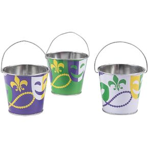MARDI GRAS PAIL - Party Supplies - 12 Pieces