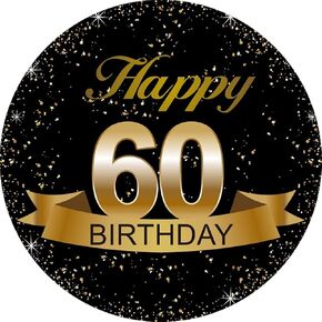 Black and Gold 60th Birthday Party Favor Stickers - 2 Inches - 50 Labels