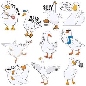 4 Sheets 40 Pieces Silly Goose Stickers for Water Bottles, Waterproof Funny Decals for Laptop Tumblers