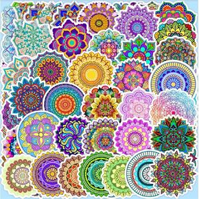 Diwali Festival Sticker -50 pcs Happy Indian Stickers Self-Adhesive & Waterproof Lable Stickers Mandala Flower Lace Sticker Decal for Diwali Party Supplies Cup Book Sticker