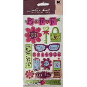 Sticko Best Friends BFF Stickers 19 Pc Girlfriend Besties Flowers Phone
