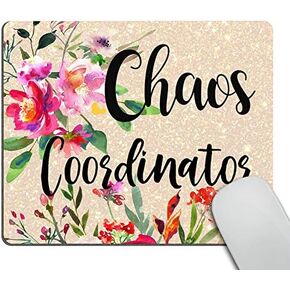 Smooffly Funny Quote Chaos Coordinator Mouse Pad, Desk Accessories, Office Decor, Watercolor Floral Mouse Pad, Office Supplies