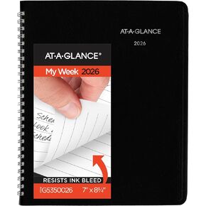 At-A-Glance 2026 Planner ، Weekly ، 7 "× 8.75" ، متوسطة ، على غرار الكتلة ، Dayminder ، Black (G5350026)