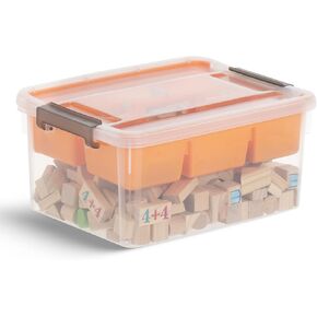 17 Qt Plastic Storage Bins with Lids, Craft Organizers and Storage, Stackable Storage Bins, Clear Containers for Organizing Bead, Toys, Lego, Art, Tools, Sewing, Playdoh, 4 Packs