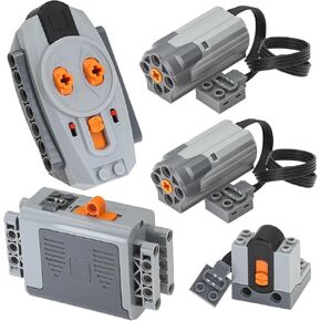 Technic 5PCS PowerFunctions Motor Kit: 2xm Motor ، AA Battery Box ، IR Receiver ، جهاز التحكم عن بُعد - متوافق مع العلامات التجارية الرئيسية - الأعمار 14+