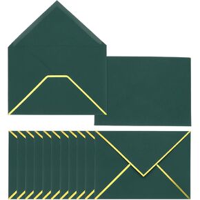 PATIKIL 30 Pack A7 Envelopes, 5x7 Card V Flap Envelope Valentine Envelopes with Gold Border for Office Wedding Card Invitations Graduation Party Gift, Black
