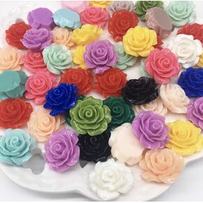 40pcs 13 ملم راتنج الورود زهرة flatbacks cabochons الديكور شقة الظهر F1702