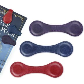 Magnetic Leather Bookmarks for Reading Women, 3 PCS Timeless Leather Magnetic Book Marks for Women Book Lovers, Reading Men, Kids, Teachers with Elegant Gift Box (Red, Blue, Purple)