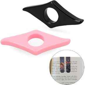 2 Ergonomic Book Page Holder for Reading | Durable Resin Book Opener Holder with 2 Magnetic Bookmarks – Perfect Book Lovers (1 Pink, 1 Black - 2 Magnetic Bookmarks)