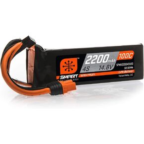 Spektrum 14.8V 2200mAh 4S 100C Smart LiPo Battery: IC3, SPMX22004S100