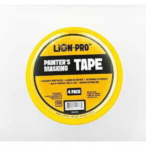 شريط إخفاء Lion-Pro ™ الرسام ، عرضه 2 بوصة (2 بوصة × 55 ياردة) ، من الدرجة المهنية ، التصاق العالي ، مثالي للاستخدام متعدد السطح ، لفة واحدة (1 ، أصفر كروم ، 2 بوصة)