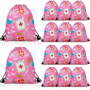 Denylo pro 12 Pieces Nurse Appreciation Week Nurse Gift Drawstring Backpack Nurse Day Thank You Lightweight Shoulder Bags (Nurse, 12)