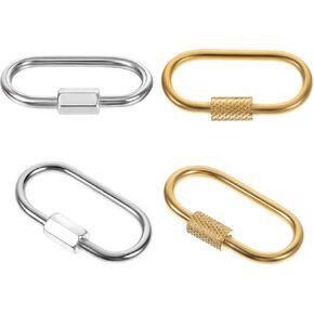 4 PCS المسمار قفل القفل carabiner مسامير الفولاذ المقاوم للصدأ قفل القفل مفاتيح الأقفال البيضاوي مقاطع مفتاح مسامير سلسلة روابط سريعة الأقفال منظم مفتاح المجوهرات لصنع المجوهر