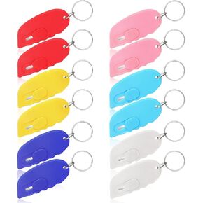 12 Pcs Shrink Letter Openers, Mini Box Cutter Keychain, Portable Paper Cutter, Cute Pocket Utility Knives, Small Box Letter Openers for Opening Packages DIY Crafts