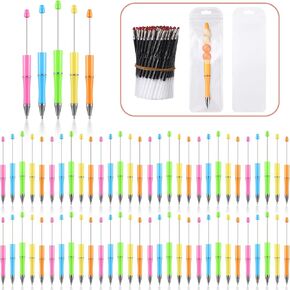 300 PCS DIY ALESBANS KIT ، أقلام من البلاستيك بالخرز مع العبوات والحقائب ، الحبر الأسود - اللوازم المدرسية ، الملحقات المكتبية ، العناصر الزخرفية للطلاب والمعلمين (ألوان متنوعة)