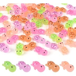 100PCS Mini Resin Turtles Glow in Dark Sea Turtles in Mini Size for Miniature Landscapes, DIY Projects (Random Color)