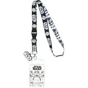 Star Wars Stormtrooper Inspired Reversible Lanyard ID Badge Holder with 2" Rubber Charm Lobster Clasp Key Holder