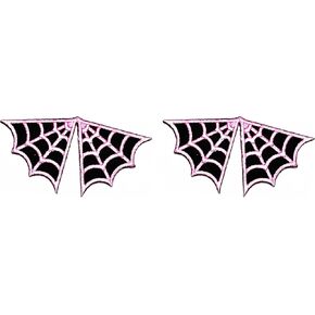 Rareeasy Patch Set 2 Pcs. Pink Spider Web Spiderweb Applique Sew Iron on Patch Embroidery Embroidered Sticker Logo Cartoon Kids for T- Shirt Jeans Jacket Hat Backpacks Badge Sign Costume