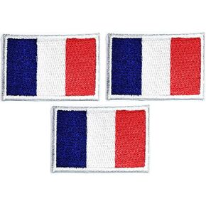 مجموعة تصحيح Umama من 3 علم صغير '' 1.2x1.7 '' Country France Flag Flag Military Patch World Country Flag Motif Sew Iron on Patch for Kids Clothing Bag Bag Backs Hats Hats Hats