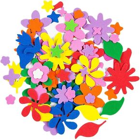 100 Pcs Self-Adhesive Foam Stickers for DIY Art Crafts - Assorted Flower, Butterfly, and Shape Stickers for Teen, Classroom Projects, Scrapbooking, Card Making, and Spring Decorations (1.1 inch)