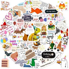 100 PCS ملصقات عيد ميلاد لطيف حفلة عيد ميلاد سعيد ملصقات مقاومة للماء فينيل للكمبيوتر المحمول والغيتار والدراجة النارية والدراجة واللوحات المتزايدة والأمتعة والهاتف وقارورة Hydro ، هدية للأطفال في سن المراهقة حفلة عيد ميلاد الأطفال