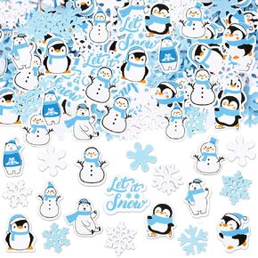 Whaline 500Pcs Winter Foam Stickers Snowflake Snowman Penguin Bear Decals Self Adhesive Stickers for Christmas DIY Crafts Greeting Cards Making Home Office School Party Decor