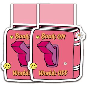 (2pcs) الكتاب: On World: Off Magnetic Bookmark Book Page Markers Gift for Reading Lover Nerd Book Bookish Reader Steper Teacher Stealery - Size 2.8 "x2" عند طي