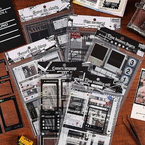 36Sheets(6Packs) Retro Clear Film Border Sticker Decorative Filmstrip Material Photo Frame Stickers for Cinema Decoration Film Frame Festival Poster DIY Album Scrapbooking Diary Arts Crafts