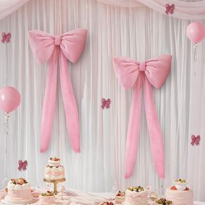 زخارف عيد ميلاد القوس الأسود Coquette Party Backdrop 2 PCS Big Bow Decored Gall Decor for Room Barge Door أقواس Ormanents عملاقة زفاف العازبة