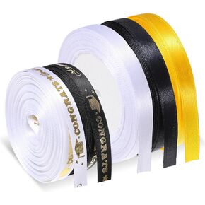 5 Rolls Graduation Ribbon Congrats Grad Ribbon Class of 2025 Ribbons Congrats Grad Satin Ribbons for Gift Wrapping Graduation Party Decorations DIY Crafts