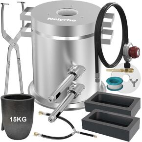 Nelyrho 15KG Propane Smelting Furnace Kit with 2 Pcs 1KG Graphite Ingot Molds
