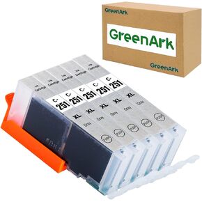 استبدال خرطوشة الحبر المتوافقة مع Greenark لـ Canon CLI-251 GY GRY CLI-251GY XL GRAY حبر خرطوشة عمل Canon PIXMA MG6320 PIXMA MG7120 PIXMA MG7520 PIXMA IP8720 PRINTERS ، 5 ​​PACK 25XL GY