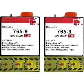 765-9 Red Ink Cartridge Compatible for Pitney Bowes 765-9 Postage Ink Cartridges fo SendPro C Auto DM300c DM400c DM450c DM475c Postage Meters(2-Pack)