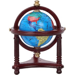 Dollhouse Decoration Globe ، Dollhouse Mini Globe مظهر رائع Dollhouse Globe ، Safe Rotatable for 1/12 Scale Doll (Mahogany)