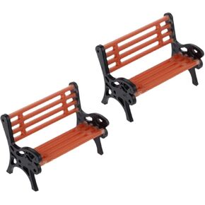 2 Pack Miniature Miniature Park Pent - مقاعد في الشوارع وحلي حديقة للدمى وديكور حديقة خرافية - 1.1 بوصة مقاعد البند