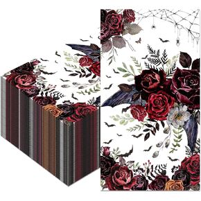 40pcs وردة تصميم الخفافيش الورق مناديل مناديل عشاء يمكن التخلص منه 2 طبقات مناديل الضيوف الامتصاصية للمناديل المطبخ للحفلات المطبخ وديكور المنزل