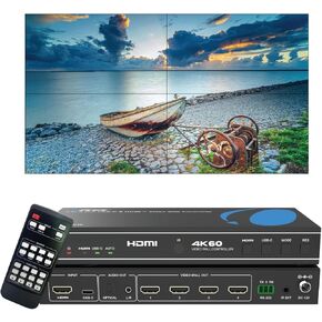 OREI 2x2 HDMI Video Wall Controller Processor Display Upto 1080p 60hz 2x1, 1x2, 1x3, 1x4 Supports 180 Degree Rotate RS-232 (HD-22VW)