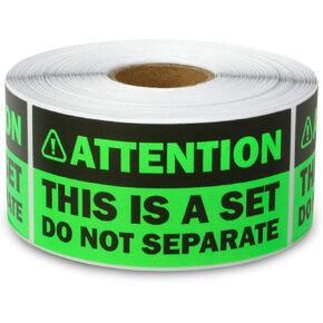 This is a Set Stickers (Small) - 1.5" x 3" Bright Neon Green Do Not Separate Labels Sold as Set Do Not Separate Bundles Shipping Together FBA Stickers Packing Labels - 300pcs