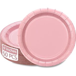 50 PCS لوحات ورقية حمراء ، لوحات الورق 9 بوصات لوحات عيد الميلاد أدوات العشاء جولة عشاء لوحات لحفلات عيد الميلاد الحمر
