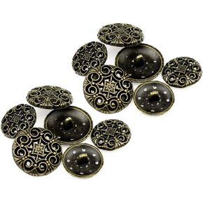 RECHERE 12 PCS Flower Pattern Openwork Metal Shank Buttons Craft for DIYS Sewing Embellishment (Antique Bronze,22mm)