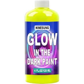 توهج في الطلاء الداكن والألوان الزاهية 120 مل/4 أوقية مجموعة طلاء Blacklight و Neon Craft Paint و Acrylic Glow Fluorescent Perfect Perfect for Art Plans