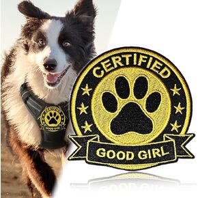 Certified Good Girl Dog Harness Patches 3" Embroidered Funny Hook and Loop Backing Certified for Backpacks, Hats, Bags,Dog Harness, Vests