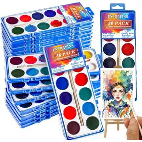 36 Pack Watercolor Paint Set,Washable Water Colors with Paint Brushes,Watercolor Paint Bulk for Kids,Water Color Paint for Classroom Parties Kindergarten and Art Activities