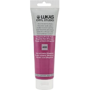 Lukas CRYL Studio Artist Acrylic Paint, Magenta Red (Primary), 125 ml Tube - High Pigment Acrylic Paints for Canvas Painting, Large Scale Works - Medium-Viscosity, Water-Mixable, Fast Drying