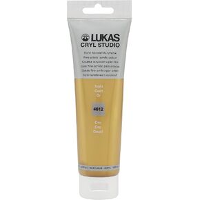 Lukas Cril Studio Artist Acrylic Paint ، Metallic Gold ، 125 ML Tube - Dailts عالية الصبغة للطلاء اللوحة القماشية ، والأعمال الكبيرة على نطاق واسع - وساطة متوسطة ، وتجفيف مائي ، وتجفيف سريع