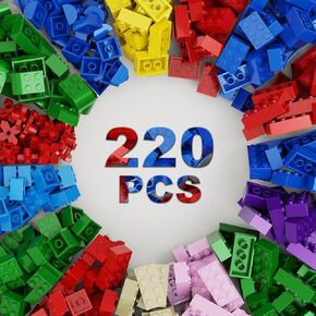 220 Pieces of Colorful Brick Accessories Classic Building Blocks Creative Set Toy Accessories Big Brick Brand Combination (Color)