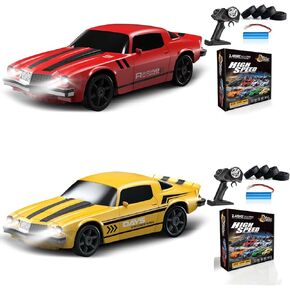 2PCS RC Drift Car 1:24 Remote Control Car 4WD 15KM/H High Speed Racing Sport Car with LED Lights RC Cars Toy Cars for Kids Boys Girls Adults Gifts Birthday Christmas Rechargeable Batteries